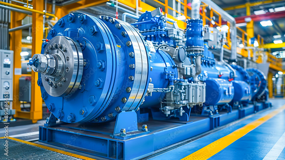 Industrial pump system operating in modern factory for energy production Industrial pump system operating in modern factory for energy production