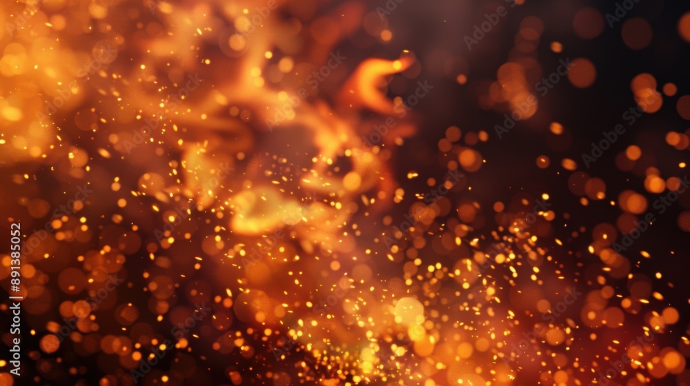 A mesmerizing display of sparkling embers and fire particles against a dark background, capturing the beauty of fire. A mesmerizing display of sparkling embers and fire particles against a dark background, capturing the beauty of fire.