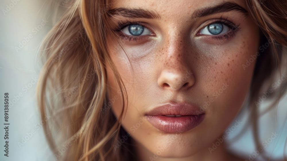 Close-up Portrait of a Woman with Blue Eyes Close-up Portrait of a Woman with Blue Eyes