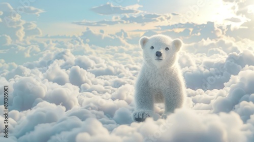 Polar Bear Cub in a Dreamy Sky