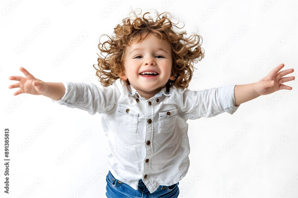 Joyful Child with Curly Hair Embracing Happiness Joyful Child with Curly Hair Embracing Happiness