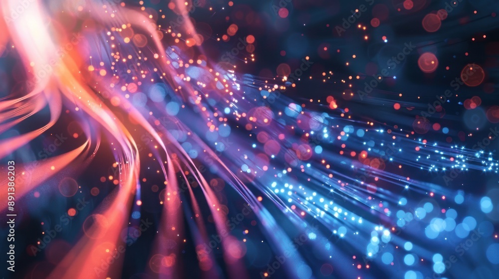 Obraz premium Abstract Light Trails with Red and Blue Bokeh