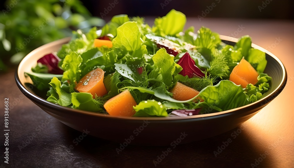 Fresh Green Salad with Cubed Cantaloupe and Mixed Greens - High-Resolution Healthy Food Photography Fresh Green Salad with Cubed Cantaloupe and Mixed Greens - High-Resolution Healthy Food Photography