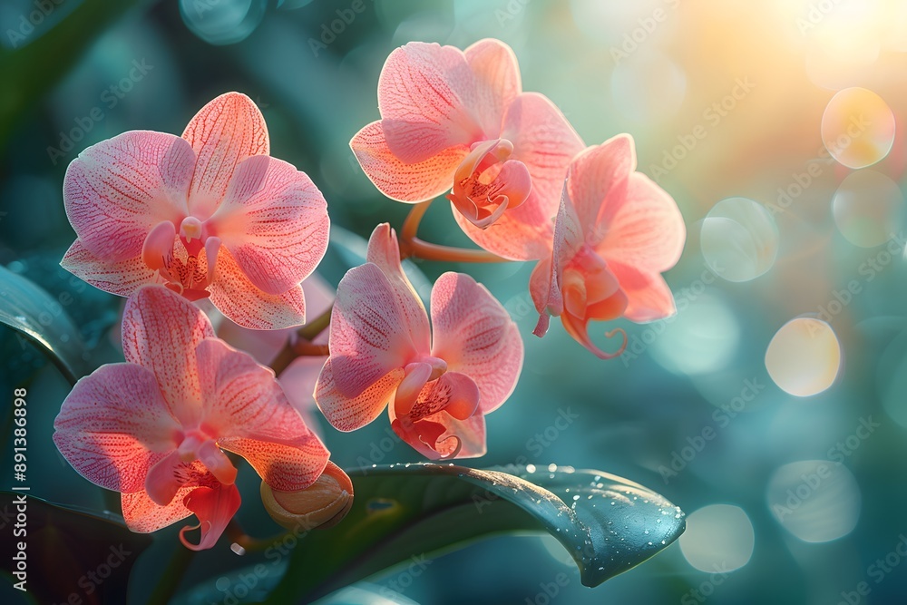 Pink Orchids in Soft Sunlight - Botanical Beauty for Print, Card, Poster Design Pink Orchids in Soft Sunlight - Botanical Beauty for Print, Card, Poster Design