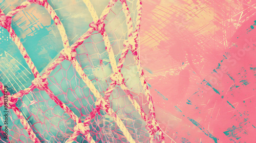 Delicate shimmering pink and blue gradient fishnet fabric with g photo