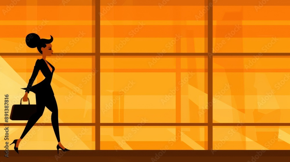 A striking silhouette of a businesswoman bathed in sunlight. A striking silhouette of a businesswoman bathed in sunlight.