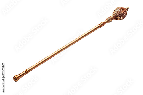 A Gilded Symbol of Power: A Ceremonial Staff With Intricate Ornamental Detail on a Clear PNG or White Background.