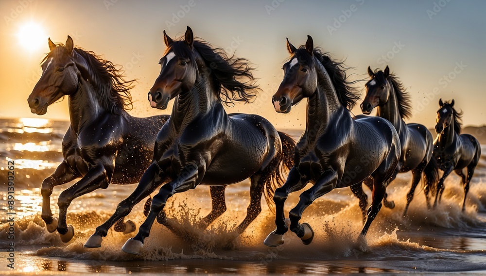 Black horses gallop on the sea Black horses gallop on the sea