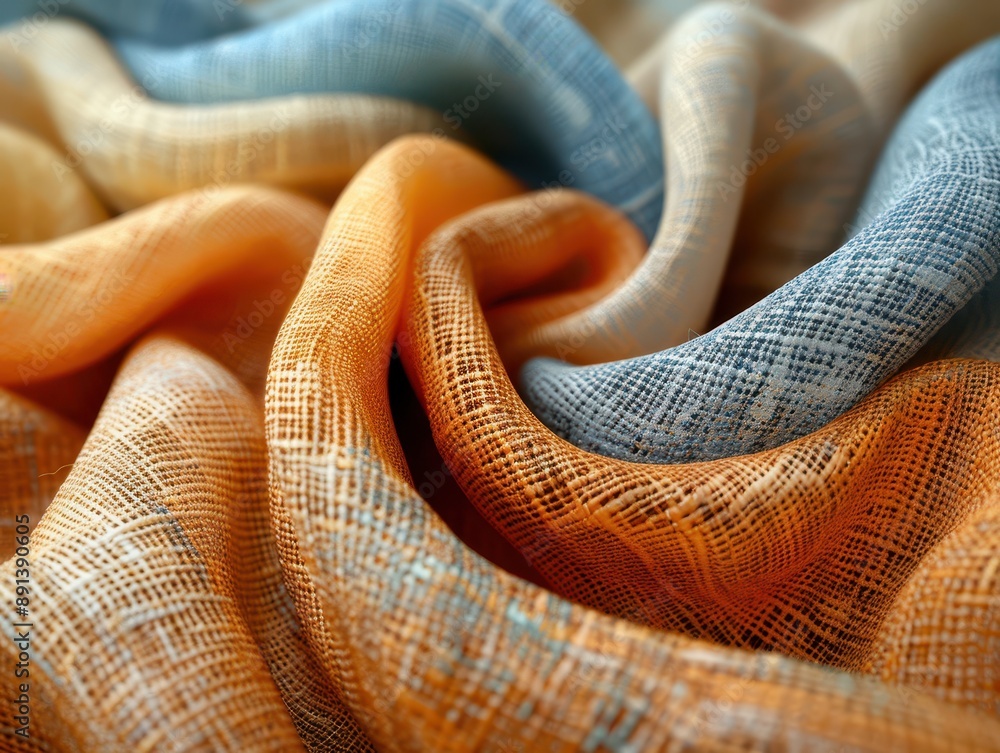 Fototapeta premium Hyper-Realistic 3D Rendering of Close-Up Fabric Textures with Silk, Wool, and Linen Details in 8K Resolution