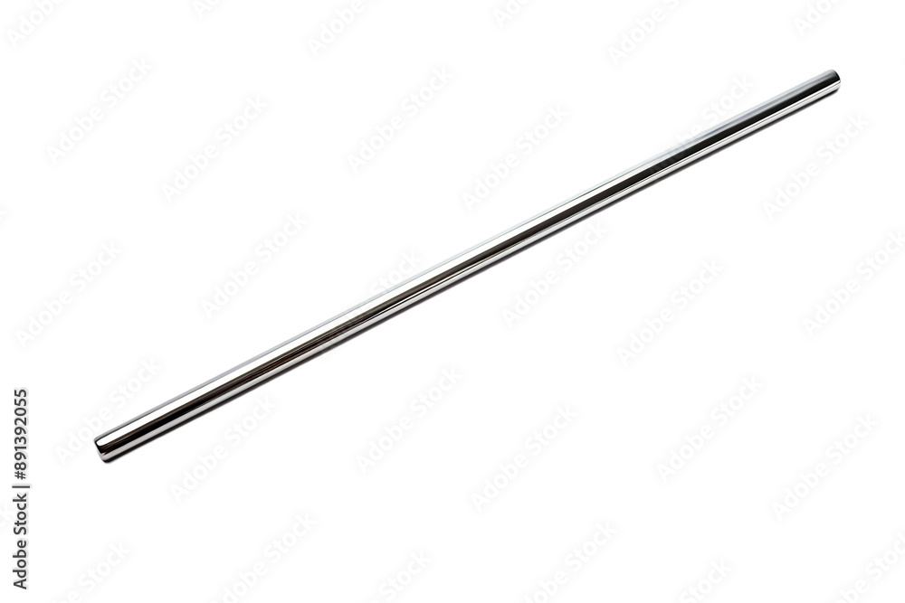 A Gleaming Silver Straw Against a White Background on a Clear PNG or White Background. A Gleaming Silver Straw Against a White Background on a Clear PNG or White Background.