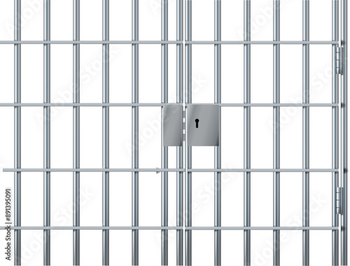 Realistic prison metal bars. Prison fence jail. Iron jail cage. Template design for criminal or sentence. Vector
