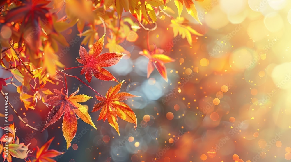web banner design for autumn season and end year activity with red and yellow maple leaves with soft focus light and bokeh background web banner design for autumn season and end year activity with red and yellow maple leaves with soft focus light and bokeh background