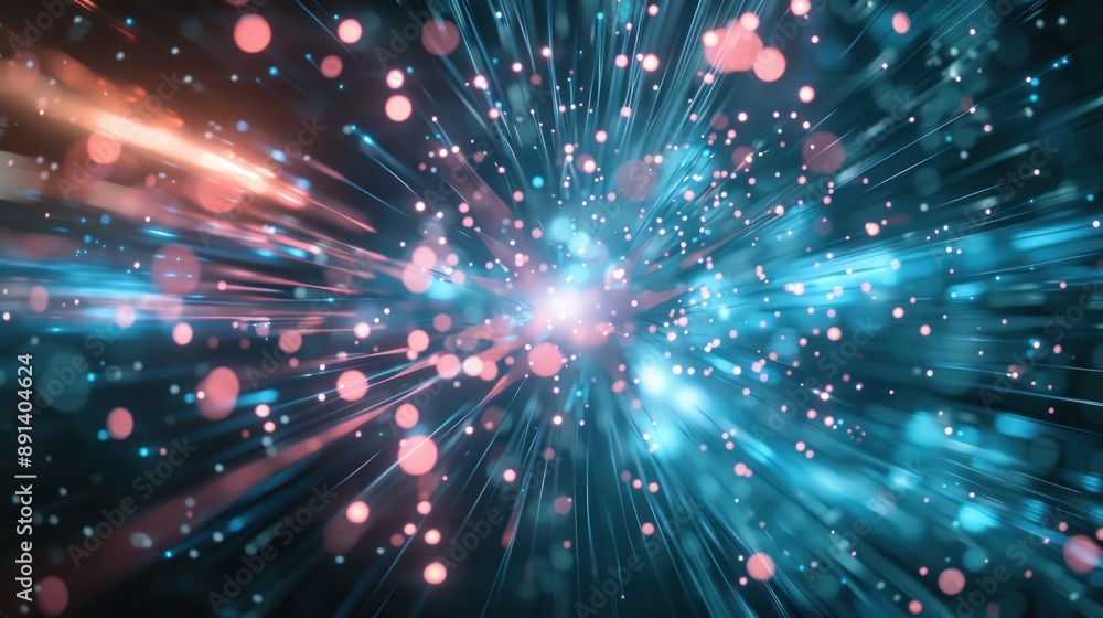 Fototapeta premium Abstract Light Burst with Blue and Pink Bokeh