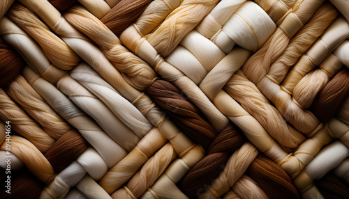 Woven Silk Threads in Beige, Brown, and White Colors