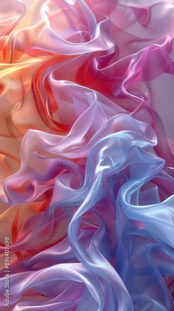 Fototapeta premium Generative AIdesigned digital abstract 3D background, fluid forms and vibrant hues, ample copy space, sleek and modern, dynamic and captivating