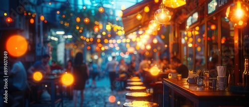 Bokeh background of a street bar beer restaurant