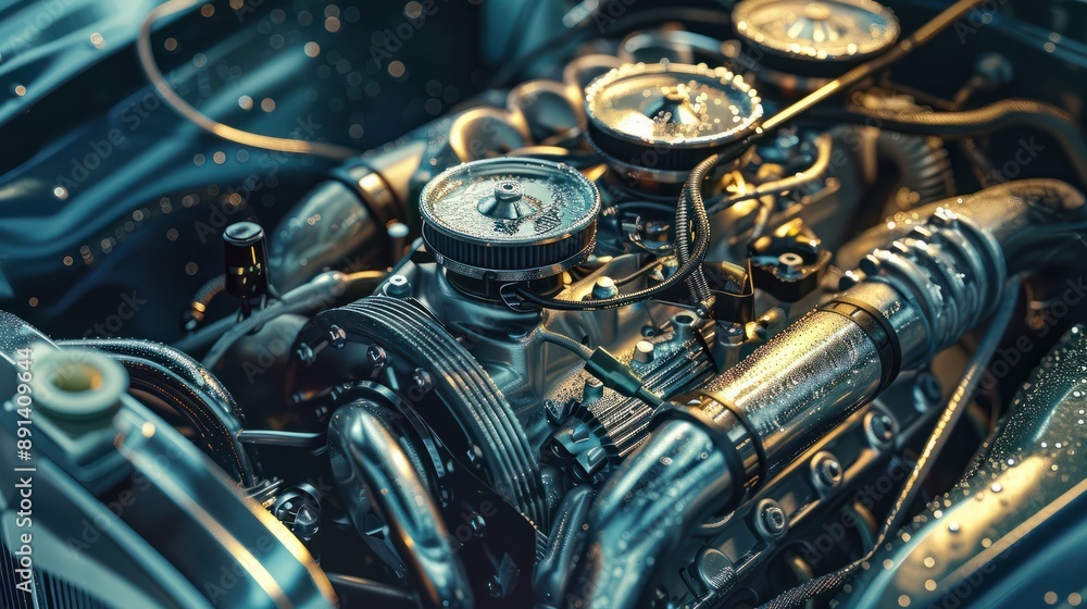 Car mechanic working on a car engine. Car mechanic working on a car engine.
