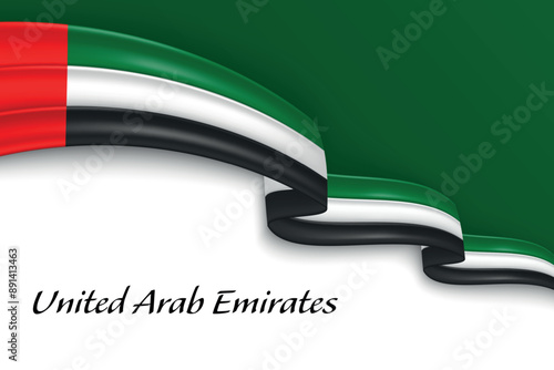 Waving ribbon with flag of United Arab Emirates
