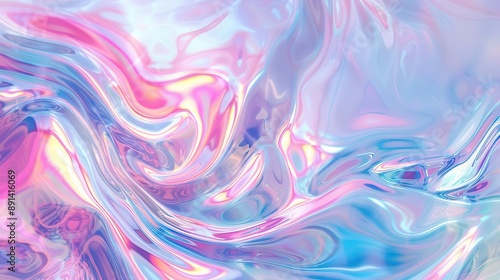 abstract swirling pattern of iridescent pastel hues reminiscent of soap bubbles or oil on water soft dreamy texture with subtle rainbow reflections creating a mesmerizing holographic effect © Bijac