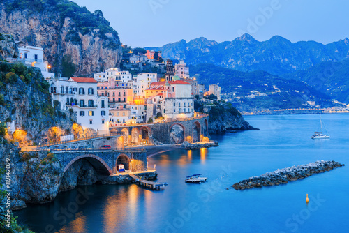 Fototapeta Naklejka Na Ścianę i Meble -  Amalfi Coast, Italy. View of Atrani town and the Amalfi Coast.