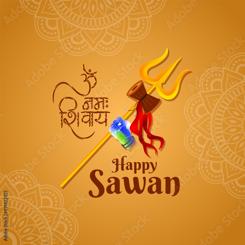 Vector illustration of Happy Sawan social media feed template