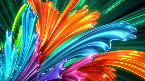 Multicolored abstract digital artwork resembling a flower in ful photo