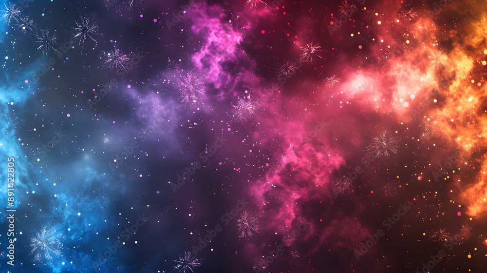 Naklejka premium Cosmic Explosion of Colorful Nebulae and Stars