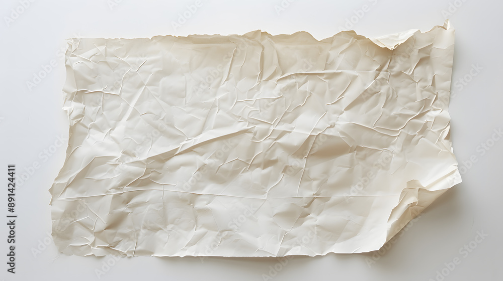 White crumpled texture large piece of blank paper isolated on white background. White crumpled texture large piece of blank paper isolated on white background.
