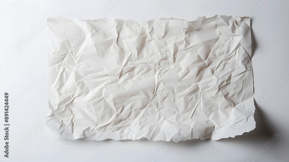 Obraz premium White crumpled texture large piece of blank paper isolated on white background.