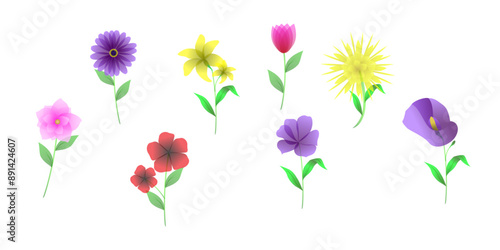 set cute tulip colorful flower in different color collection.  © Alfarizi
