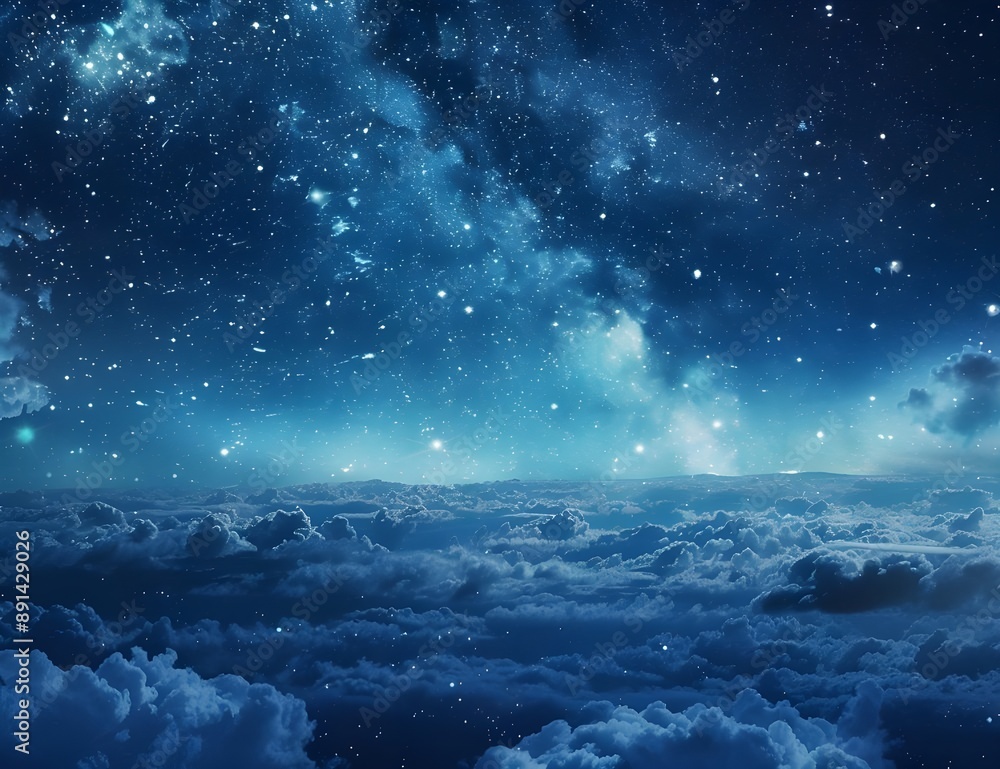 Starry sky, night view with a star-studded background, deep blue tones with starlight twinkling in the dark space, distant stars shining brightly, night scene with a mysterious and dreamy atmosphere. Starry sky, night view with a star-studded background, deep blue tones with starlight twinkling in the dark space, distant stars shining brightly, night scene with a mysterious and dreamy atmosphere.