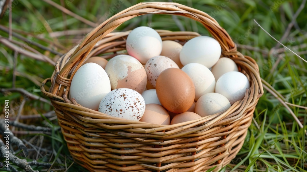 Fresh Farm Eggs in a Basket Fresh Farm Eggs in a Basket