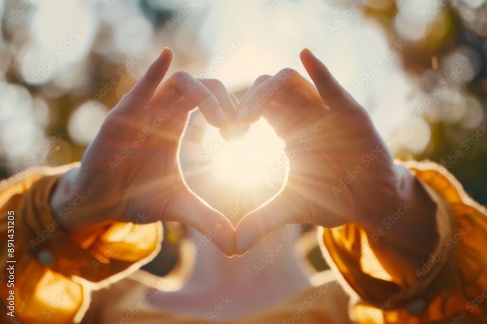 A Golden Heart Encompassing the Sun's Warmth in a Tranquil Forest A Golden Heart Encompassing the Sun's Warmth in a Tranquil Forest