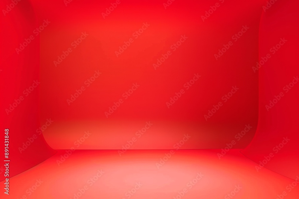 Obraz premium A Crimson Corner of Empty Space: A Minimalist Red Room Awaits