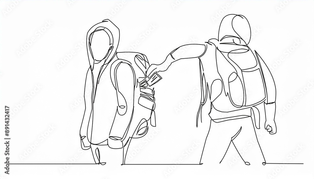 旅行中にスリの被害にあっている女性 旅行中にスリの被害にあっている女性