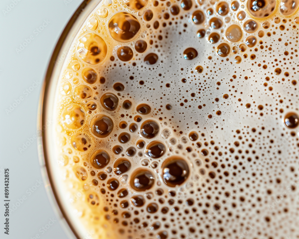 Close up of a latte foam on glass Close up of a latte foam on glass