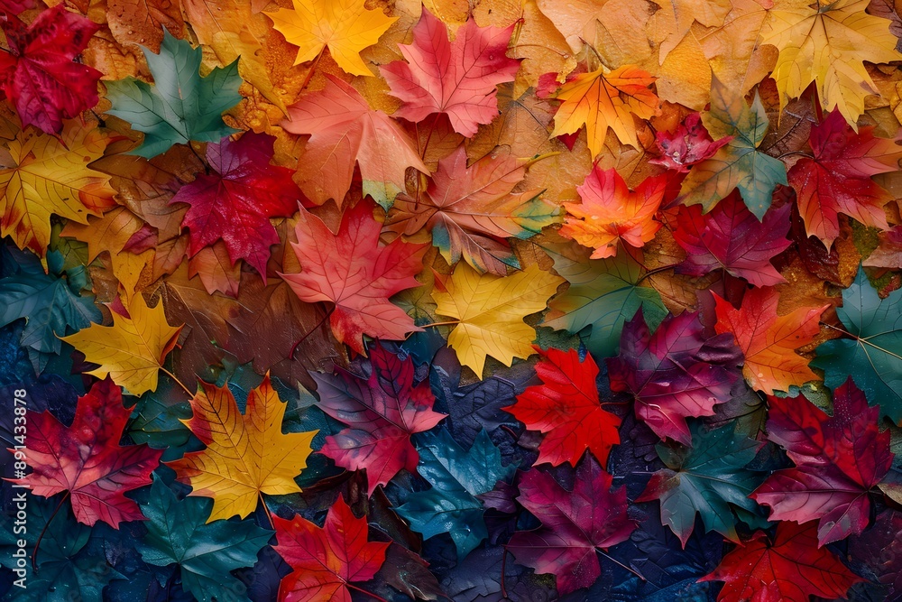 Vibrant Autumn Leaves in a Colorful Mosaic Vibrant Autumn Leaves in a Colorful Mosaic