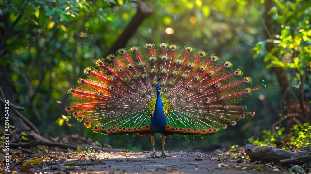 Obraz premium Peacock Displaying Its Feathers