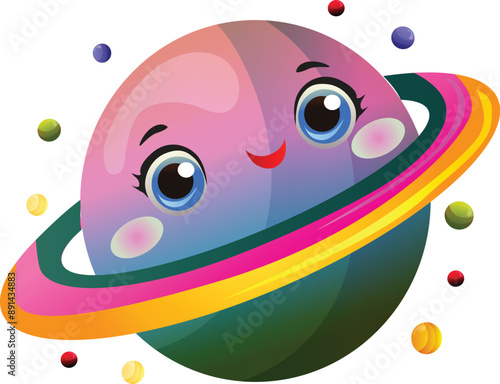 cute vivid cartoon saturn clip art