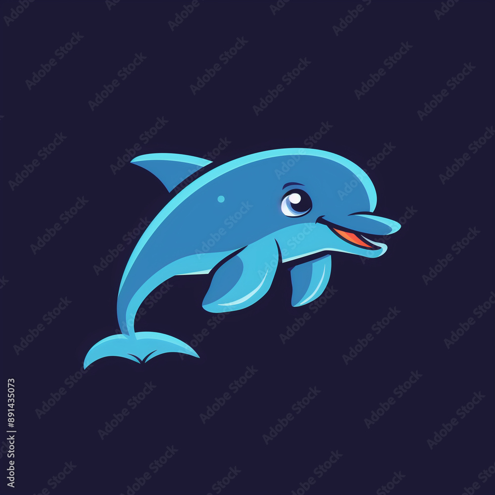 Obraz premium Cerulean Dolphin Smile: A Playful Logo for Joyful and Sociable Brands
