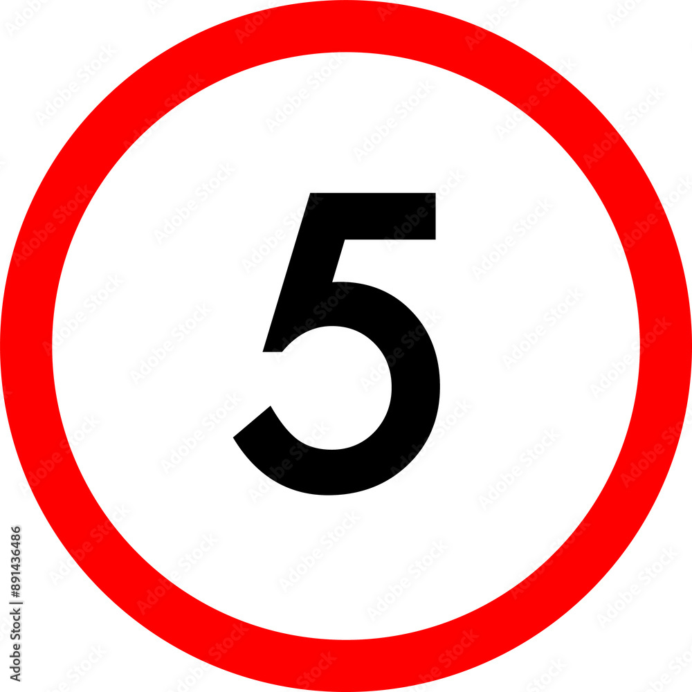 Speed limit 5 round road traffic icon Speed limit 5 round road traffic icon