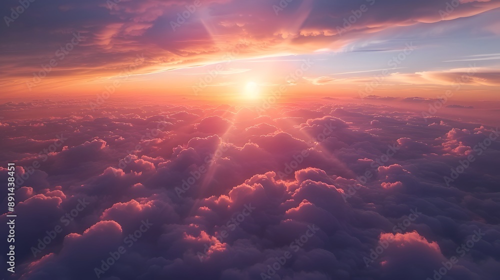 Breathtaking Sunset Above the Clouds: A Serene Sky View Breathtaking Sunset Above the Clouds: A Serene Sky View