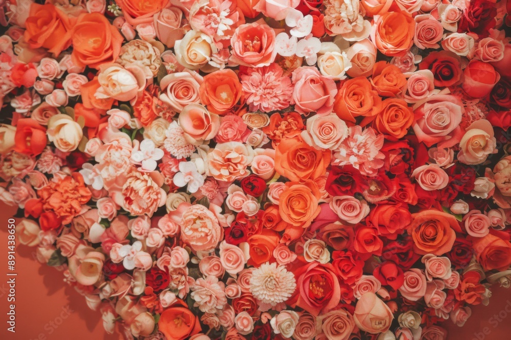 A Tapestry of Coral Hues: A Floral Heart in Living Coral A Tapestry of Coral Hues: A Floral Heart in Living Coral