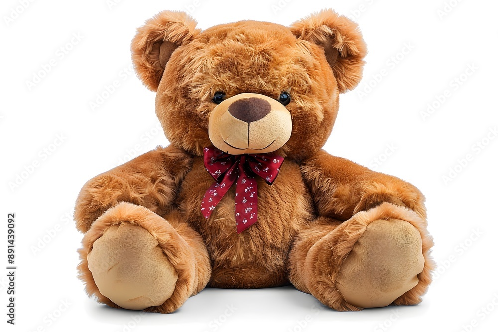 Adorable Plush Teddy Bear with a Red Bow Tie Adorable Plush Teddy Bear with a Red Bow Tie