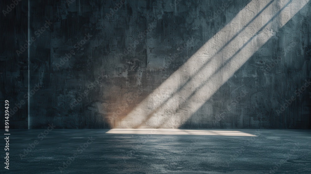 A sunlit rectangular patch brightens a dark, textured wall in an otherwise empty room, highlighting the contrast between light and shadow in a serene setting. A sunlit rectangular patch brightens a dark, textured wall in an otherwise empty room, highlighting the contrast between light and shadow in a serene setting.