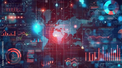 World Map with Technological Network