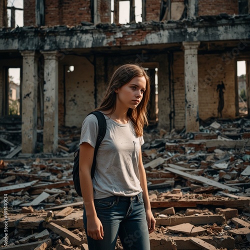 Years later, the girl, now a young woman, stands amidst the ruins, a flicker of defiance in her eyes.  Write about how she uses the memory of that horrific day to inspire hope and rebuild her shattere