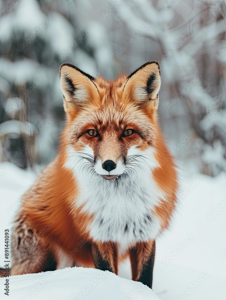 Fototapeta premium Curious Fox in Snowy Landscape
