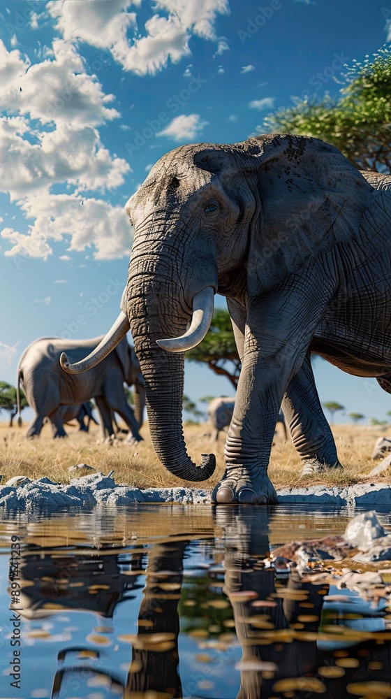 Fototapeta premium Gentle Giant Elephant at Waterhole