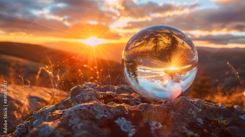 A stunning photograph capturing a sunset reflected